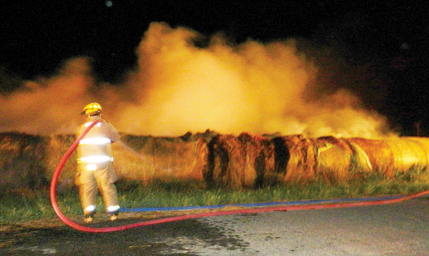 Hay catches on fire in Red House
